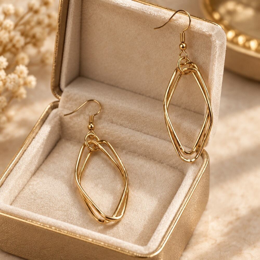 ✨ Vintage Geometric Twisted Double-Hoop Dangle Earrings ✨